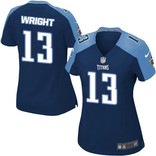 Women Nike Tennessee Titans 13 Kendall Wright Navy Blue Alternate NFL game Jersey