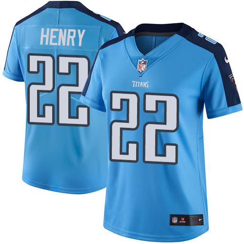 Women Nike Tennessee Titans 22 Derrick Henry Light Blue NFL Limited Rush Jersey