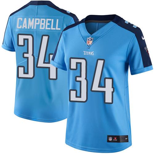 Women Nike Tennessee Titans 34 Earl Campbell Light Blue NFL Limited Rush Jersey