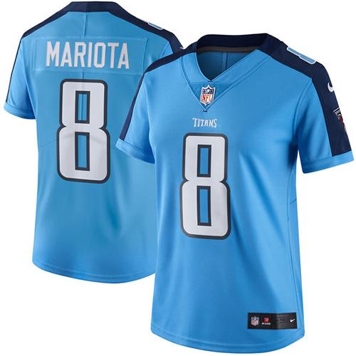 Women Nike Tennessee Titans 8 Marcus Mariota Light Blue NFL Limited Rush Jersey