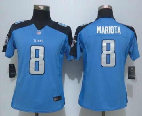 Women Nike Tennessee Titans 8 Marcus Mariota Light Blue Team Color NFL Limited Jersey