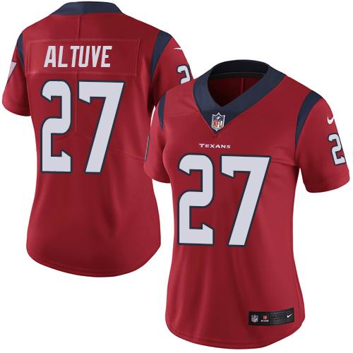 Women Nike Texans #27 Jose Altuve Red Vapor Untouchable Limited Jersey