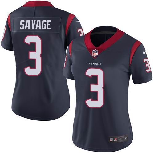 Women Nike Texans #3 Tom Savage Navy Blue Team Color Vapor Untouchable Limited Jersey