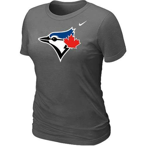 Women Nike Toronto Blue Jays Authentic Logo T-Shirt Dark Grey