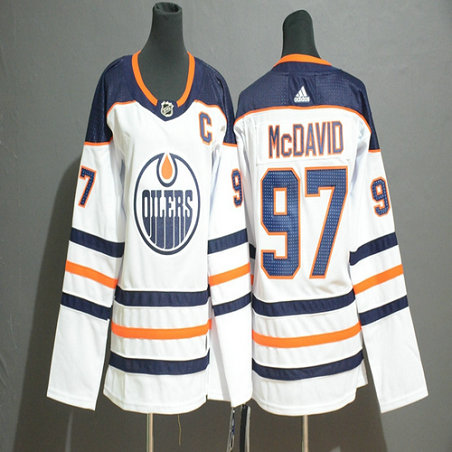Women Oilers 97 Connor McDavid White Women Adidas Jersey