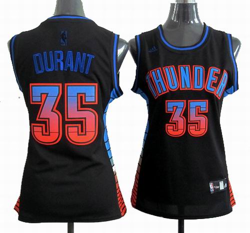 Women Oklahoma City Thunder #35 Kevin Durant Carbon black with orange Fiber Jersey