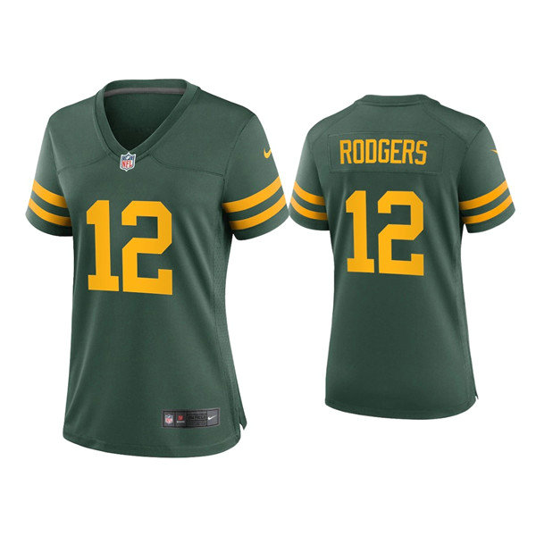 Women Packers #12 Aaron Rodgers Alternate Game Green Jersey