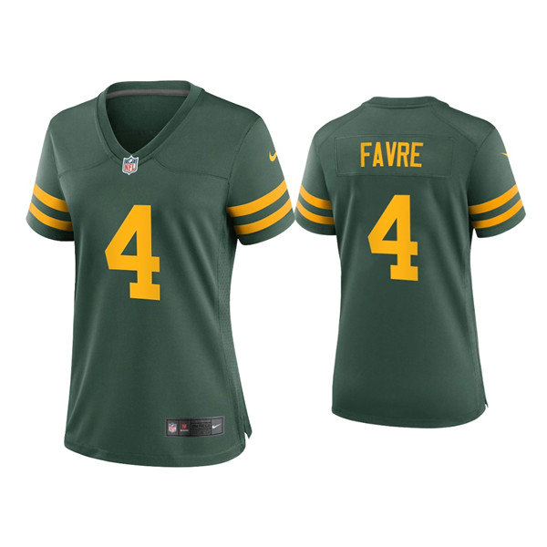 Women Packers #4 Brett Favre Alternate Game Green Jersey