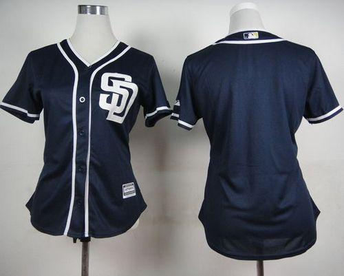 Women Padres Blank Navy Blue Alternate 1 Women-s Baseball jersey
