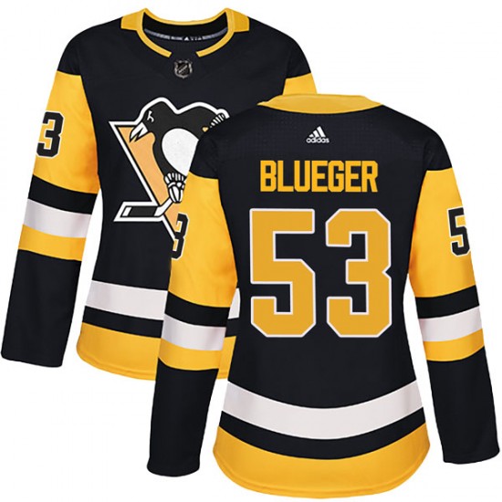 Women Penguins #53 Teddy Blueger black Stitched Hockey Jersey