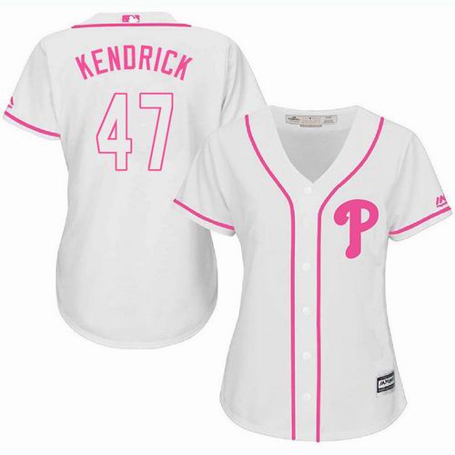 Women Philadelphia Phillies #47 Howie Kendrick white Fashion Jersey