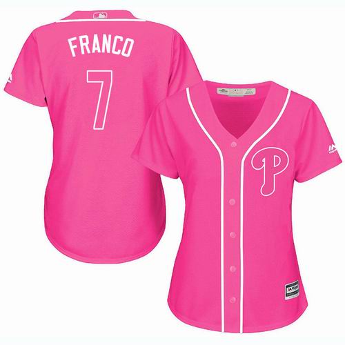 Women Philadelphia Phillies #7 Maikel Franco pink Fashion Jersey