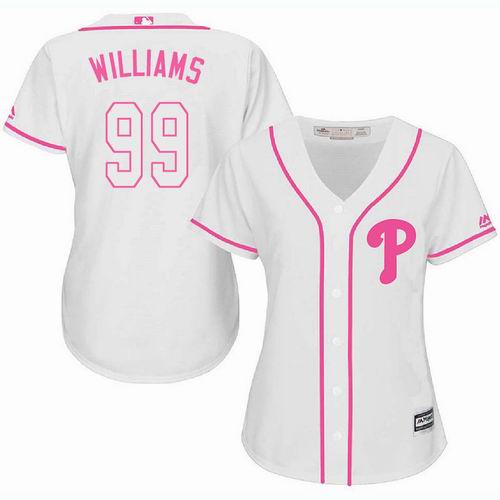 Women Philadelphia Phillies #99 Mitch Williams white Fashion Jersey