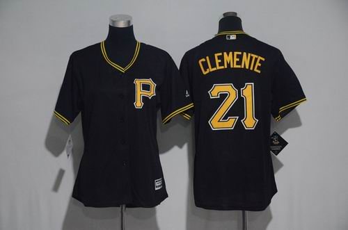 Women Pittsburgh Pirates #21 Roberto Clemente black Jersey