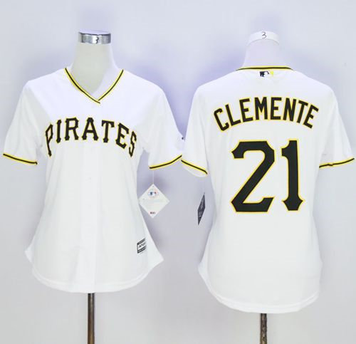 Women Pittsburgh Pirates 21 Roberto Clemente White Home Baseball Jersey