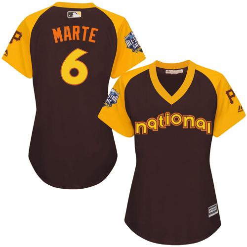Women Pittsburgh Pirates 6 Starling Marte Brown 2016 All-Star National League Baseball Jersey