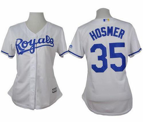 Women Royals 35 Eric Hosmer White Home Baseball Jersey