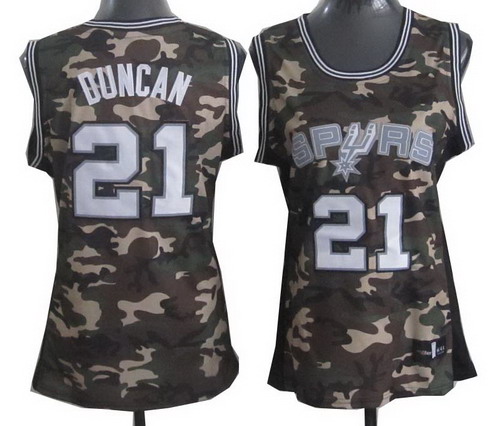 Women San Antonio Spurs 21# Tim Duncan camo jerseys
