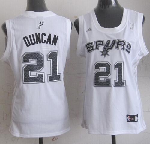 Women San Antonio Spurs 21 Tim Duncani White Fashion Stitched NBA Jersey