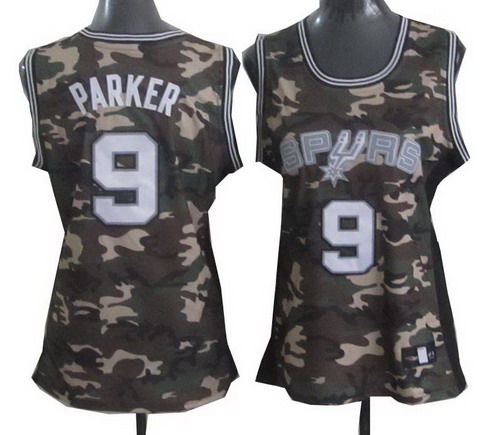 Women San Antonio Spurs 9# Tony Parker camo jerseys