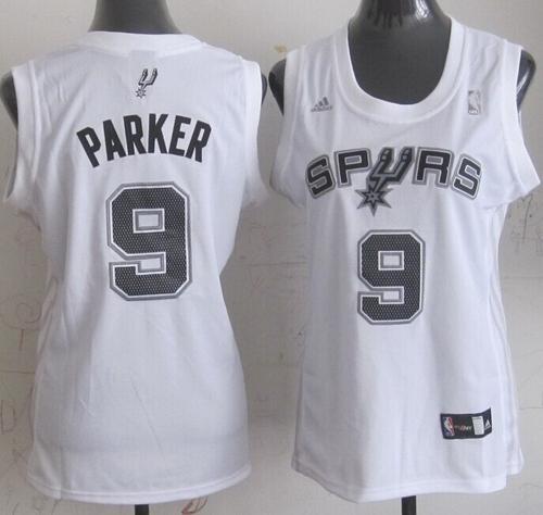 Women San Antonio Spurs 9 Tony Parker White Fashion Stitched NBA Jersey