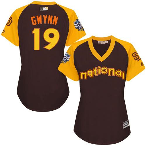 Women San Diego Padres 19 Tony Gwynn Brown 2016 All-Star National League Baseball Jersey