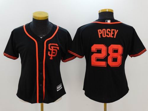 Women San Francisco Giants #28 Buster Posey black Jersey