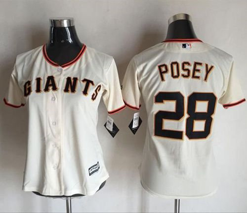 Women San Francisco Giants 28 Buster Posey Cream Home Baseball Jersey