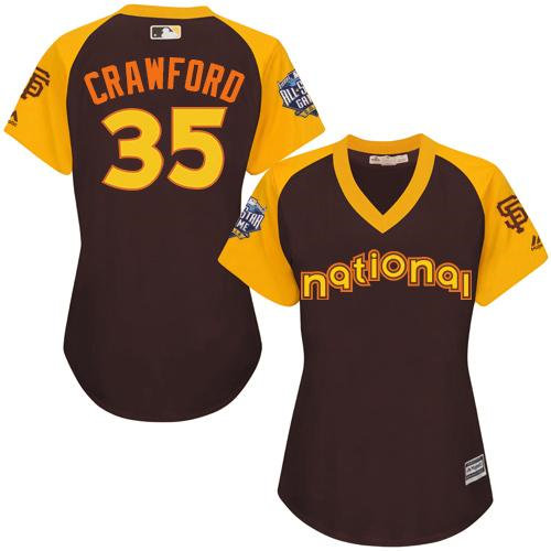 Women San Francisco Giants 35 Brandon Crawford Brown 2016 All-Star National League Baseball Jersey