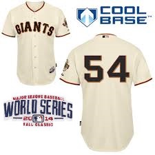 Women San Francisco Giants 54 Sergio Romo Cream MLB Jerseys W 2014 World Series Patch