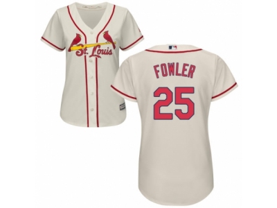 Women St. Louis Cardinals #25 Dexter Fowler Cream Jersey