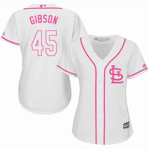 Women St. Louis Cardinals #45 Bob Gibson white Fashion Jersey