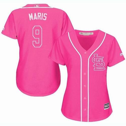 Women St. Louis Cardinals #9 Roger Maris Pink Fashion Jersey