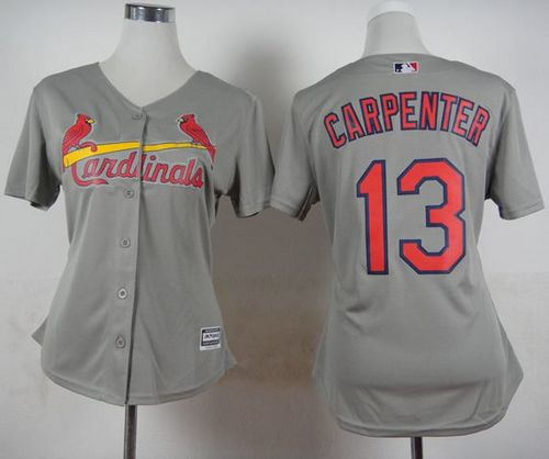 Women St. Louis Cardinals 13 Matt Carpenter Grey Road Baseball Jersey