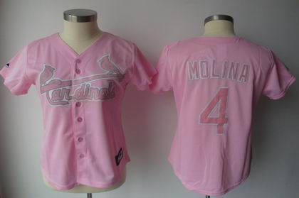 Women St. Louis Cardinals 4# MOLINA pink jerseys