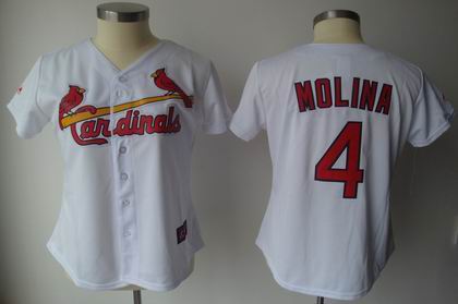 Women St. Louis Cardinals 4# MOLINA white jerseys