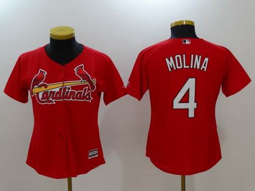Women St. Louis Cardinals 4# Yadier Molina red Jersey