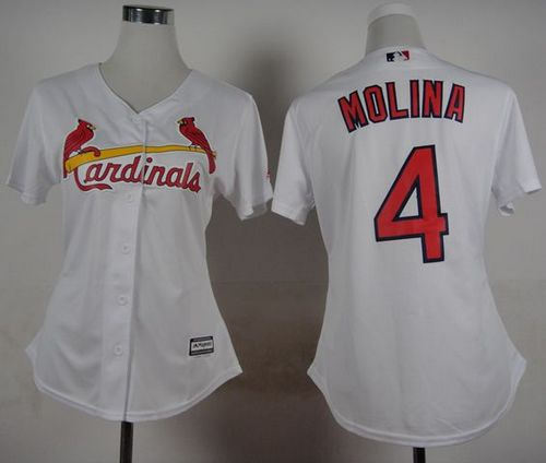 Women St. Louis Cardinals 4 Yadier Molina White Fashion Baseball Jersey