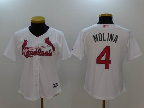 Women St.Louis Cardinals #4 Yadier Molina White Mother's Day Jersey