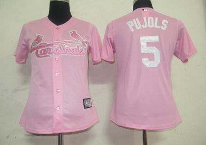 Women St Louis Cardinals #5 Albert Pujols jerseys pink