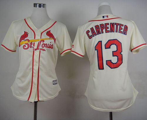 Women St.Louis Cardinals 13 Matt Carpenter Cream Alternate Baseball Jersey