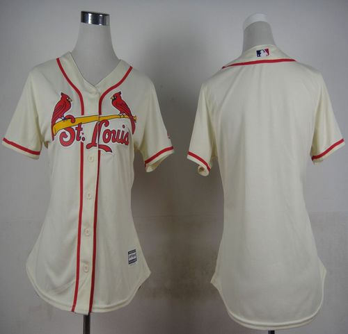 Women St.Louis Cardinals Blank Cream Alternate Baseball Jersey