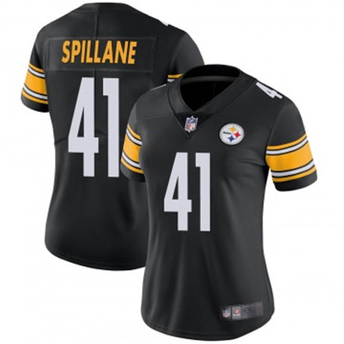 Women Steelers #41 Robert Spillane Vapor Limited Black Jerseys