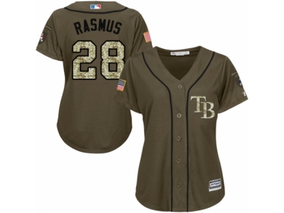 Women Tampa Bay Rays #28 Colby Rasmus Green Salute to Service Jersey
