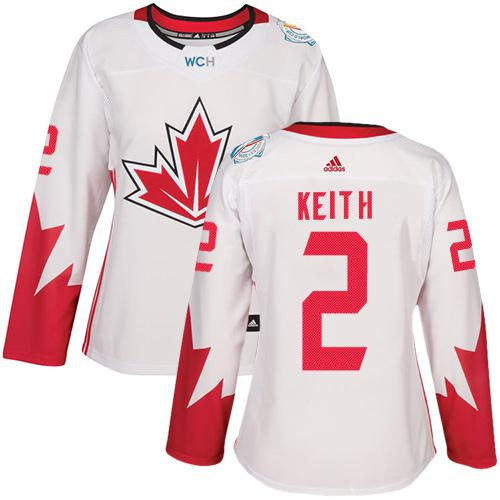 Women Team Canada 2 Duncan Keith White 2016 World Cup NHL Jersey