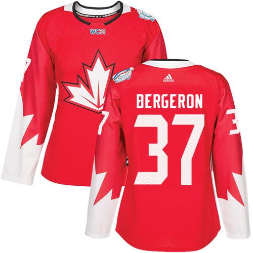 Women Team Canada 37 Patrice Bergeron Red 2016 World Cup NHL Jersey