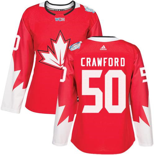 Women Team Canada 50 Corey Crawford Red 2016 World Cup NHL Jersey