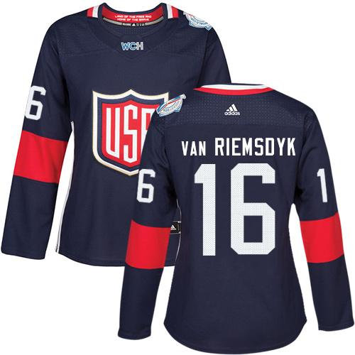 Women Team USA 16 James van Riemsdyk Navy Blue 2016 World Cup NHL Jersey