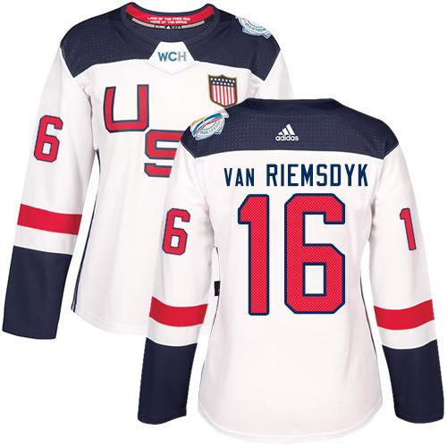 Women Team USA 16 James van Riemsdyk White 2016 World Cup NHL Jersey