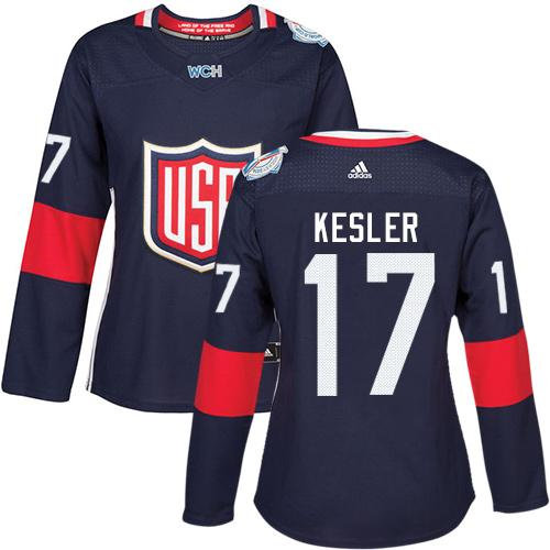 Women Team USA 17 Ryan Kesler Navy Blue 2016 World Cup NHL Jersey